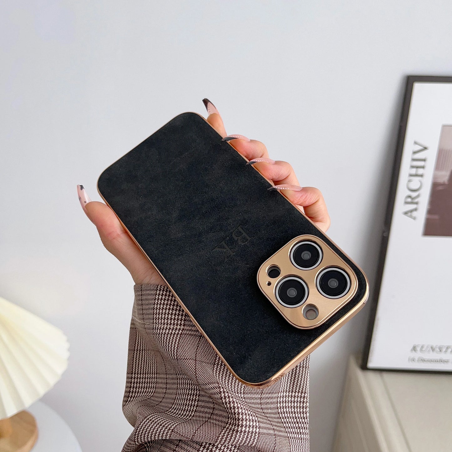 Monogrammed Vegan Suede Phone Case