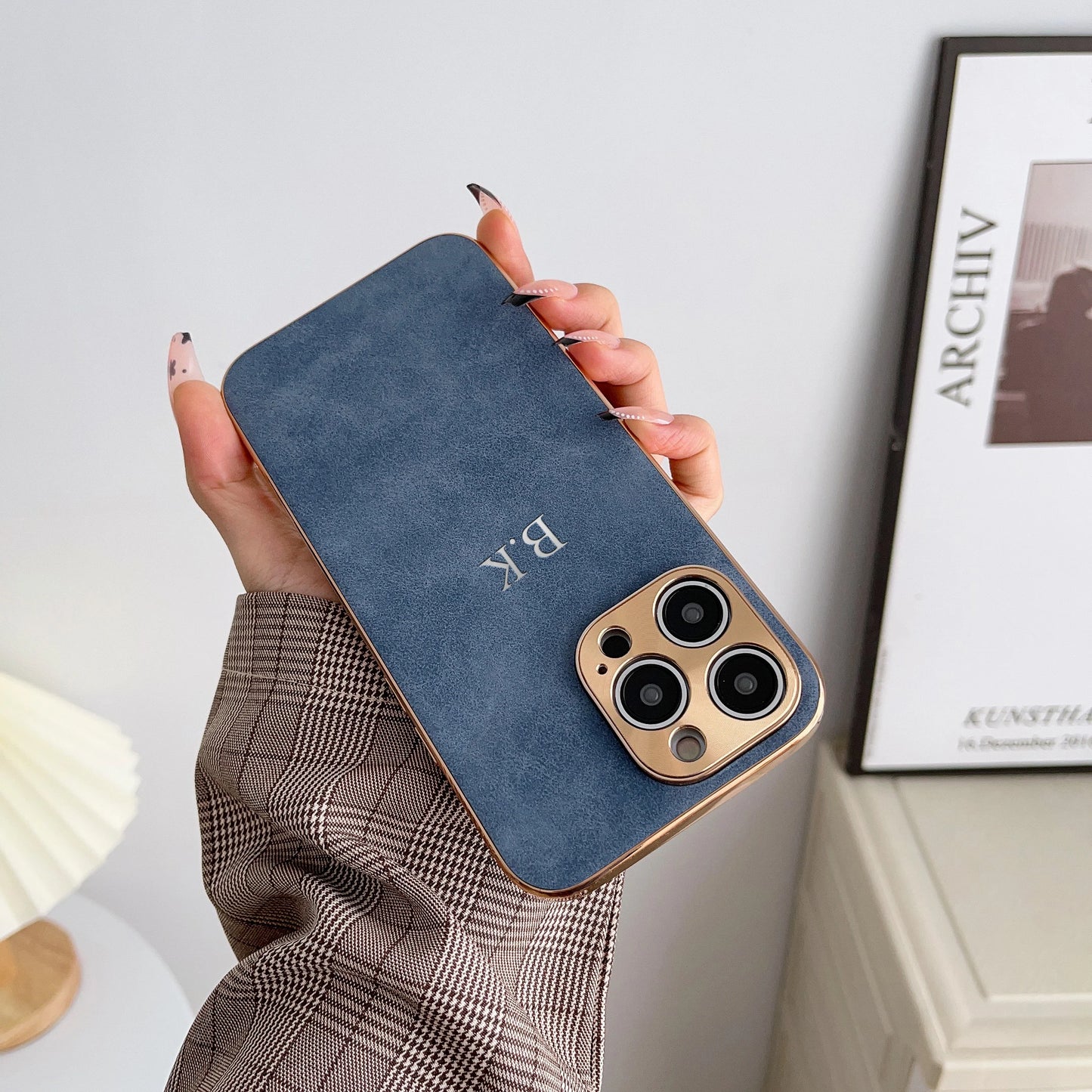 Monogrammed Vegan Suede Phone Case