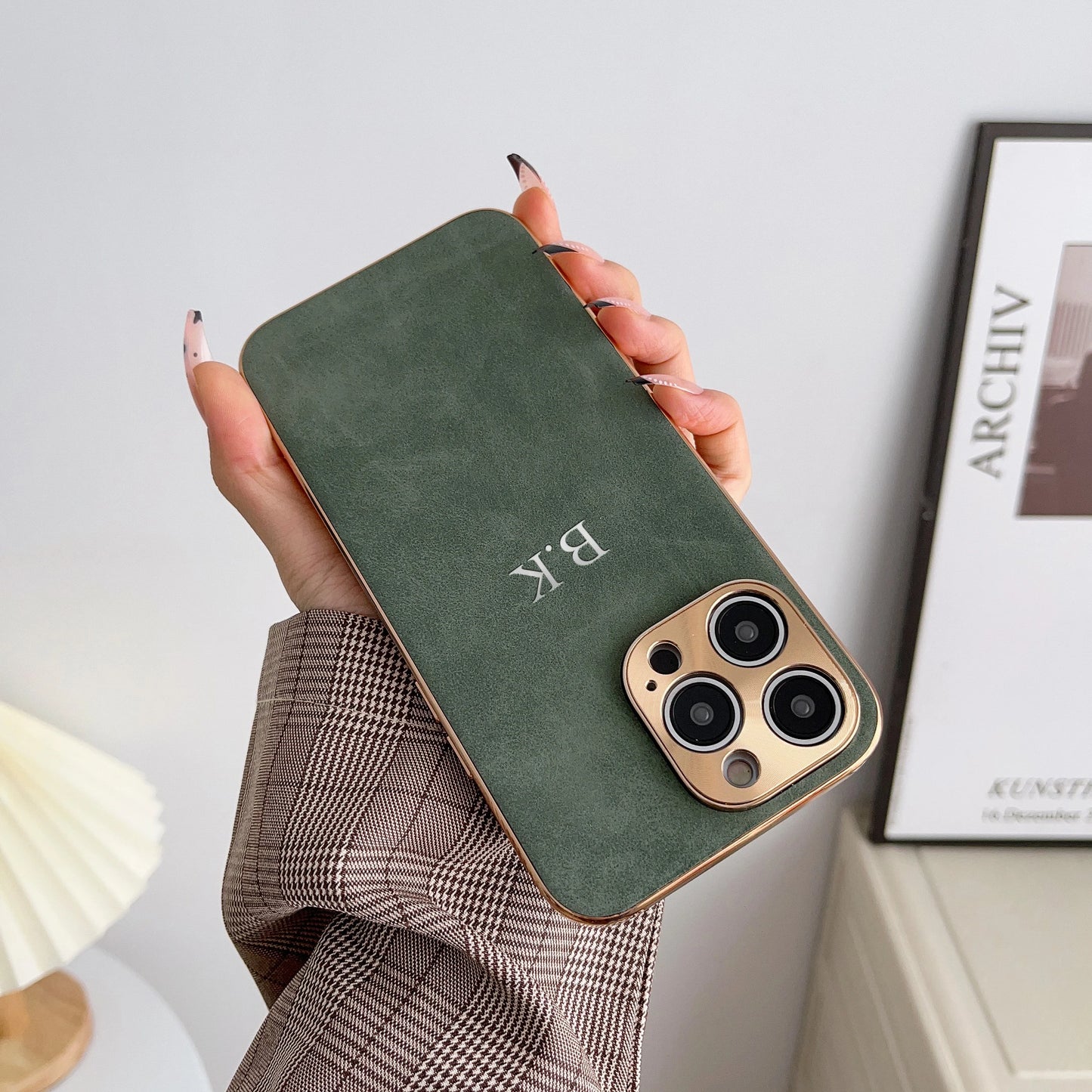 Monogrammed Vegan Suede Phone Case