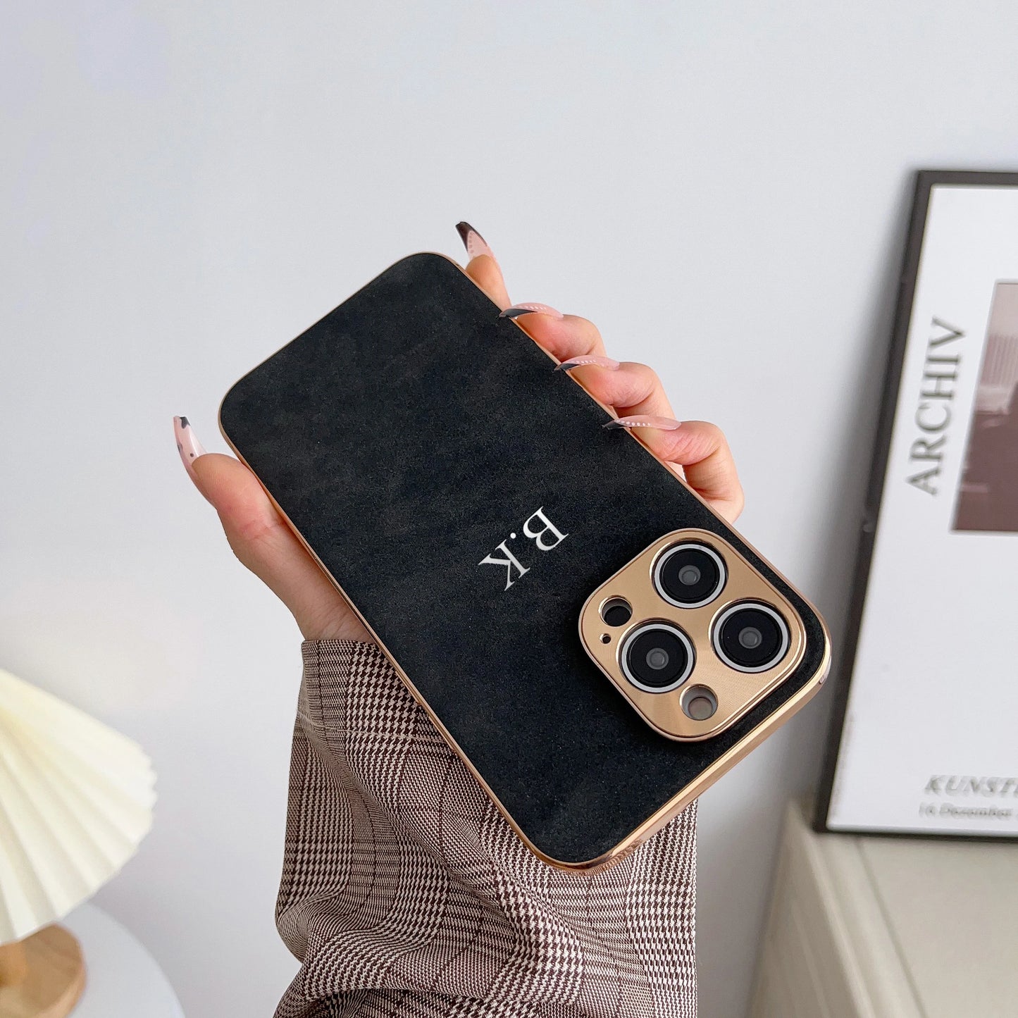 Monogrammed Vegan Suede Phone Case